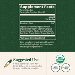 Global Healing Center Prostate Health packaging emphasizes vegan, organic ingredients