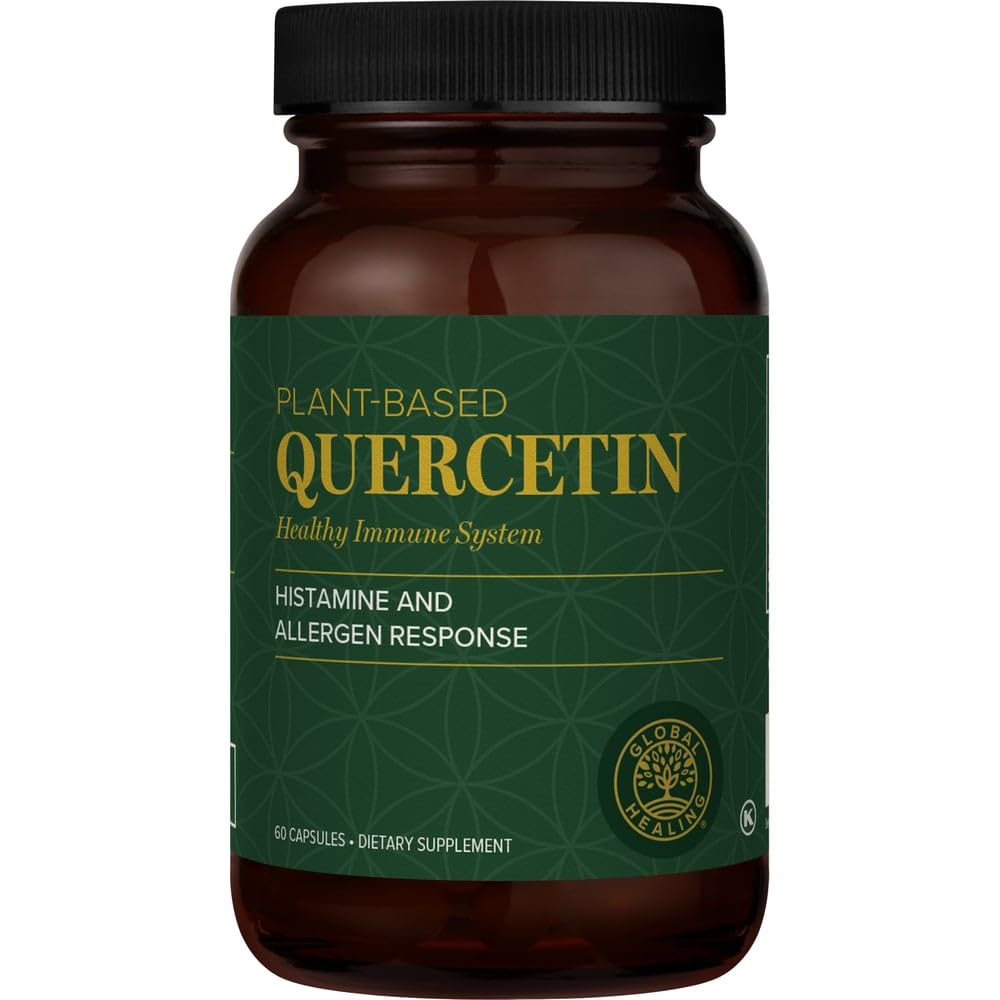 Global Healing Center Quercetin 250 mg bottle with capsules for daily immune support.