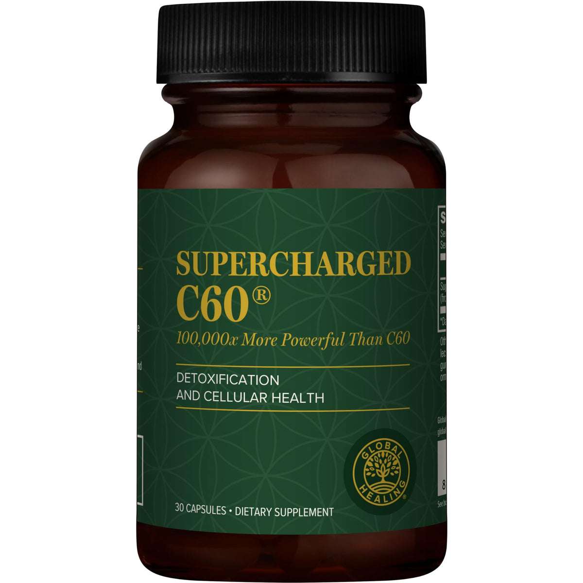 Global Healing Center Supercharged C60 bottle for daily use and detox support.