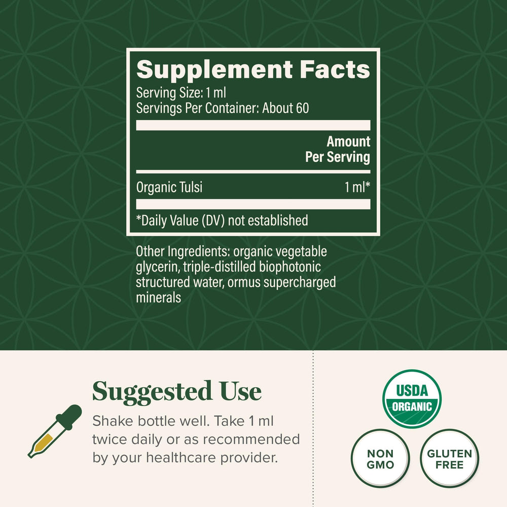 Dropper dispensing tulsi tincture for convenient dosing