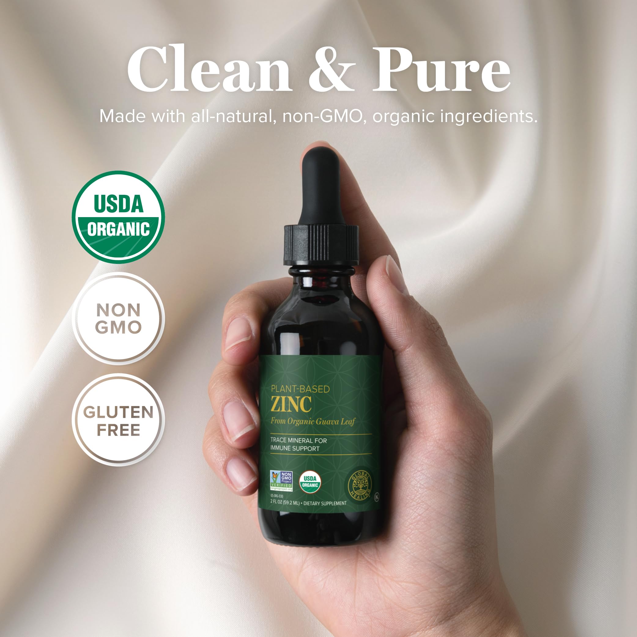 Global Healing Center zinc liquid pour captures convenient, on-the-go use.