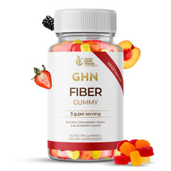 Global Health Naturals vegan fiber gummies jar, colorful daily digestion support