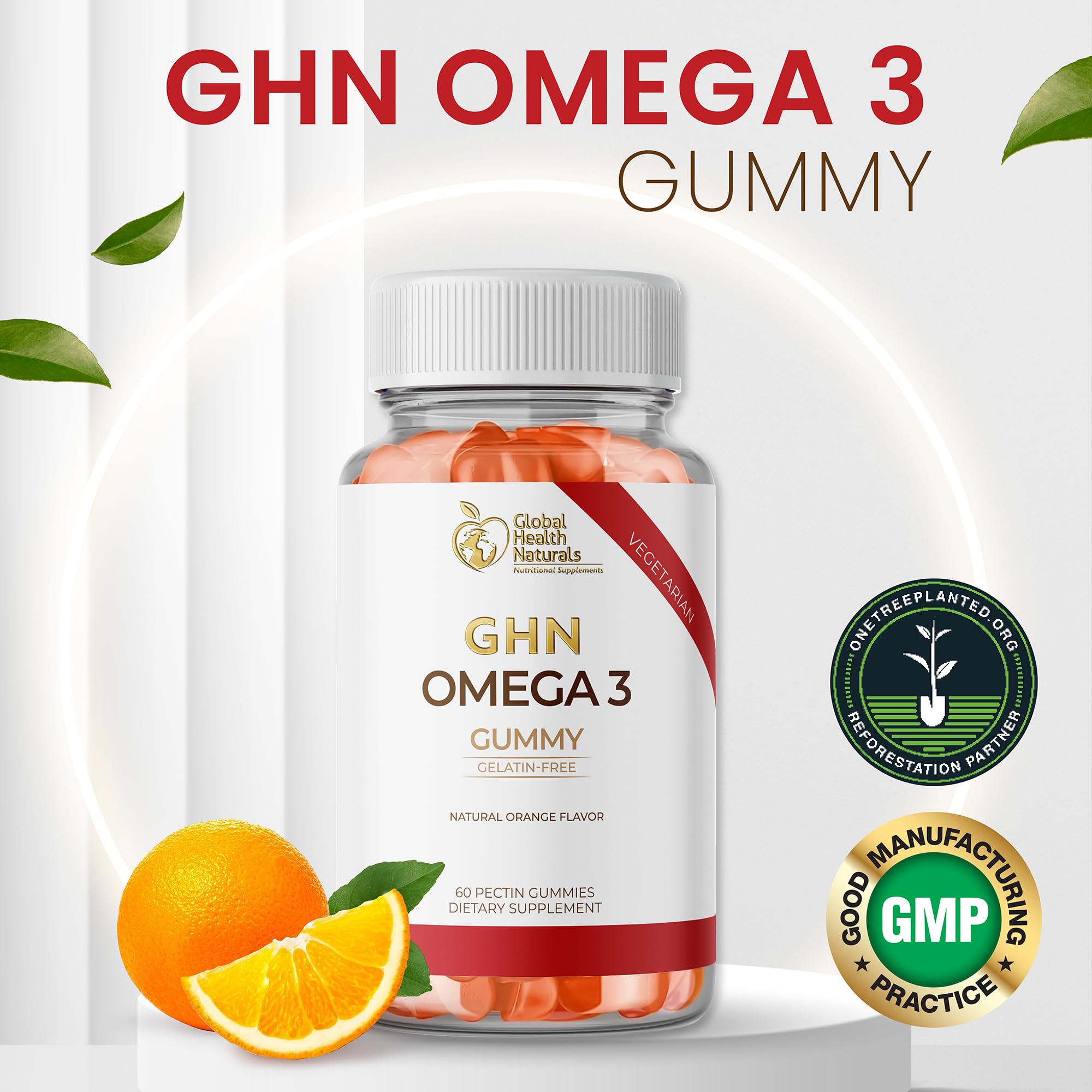 Global Health Naturals gummies confirm a pectin-based vegan formula without gelatin.