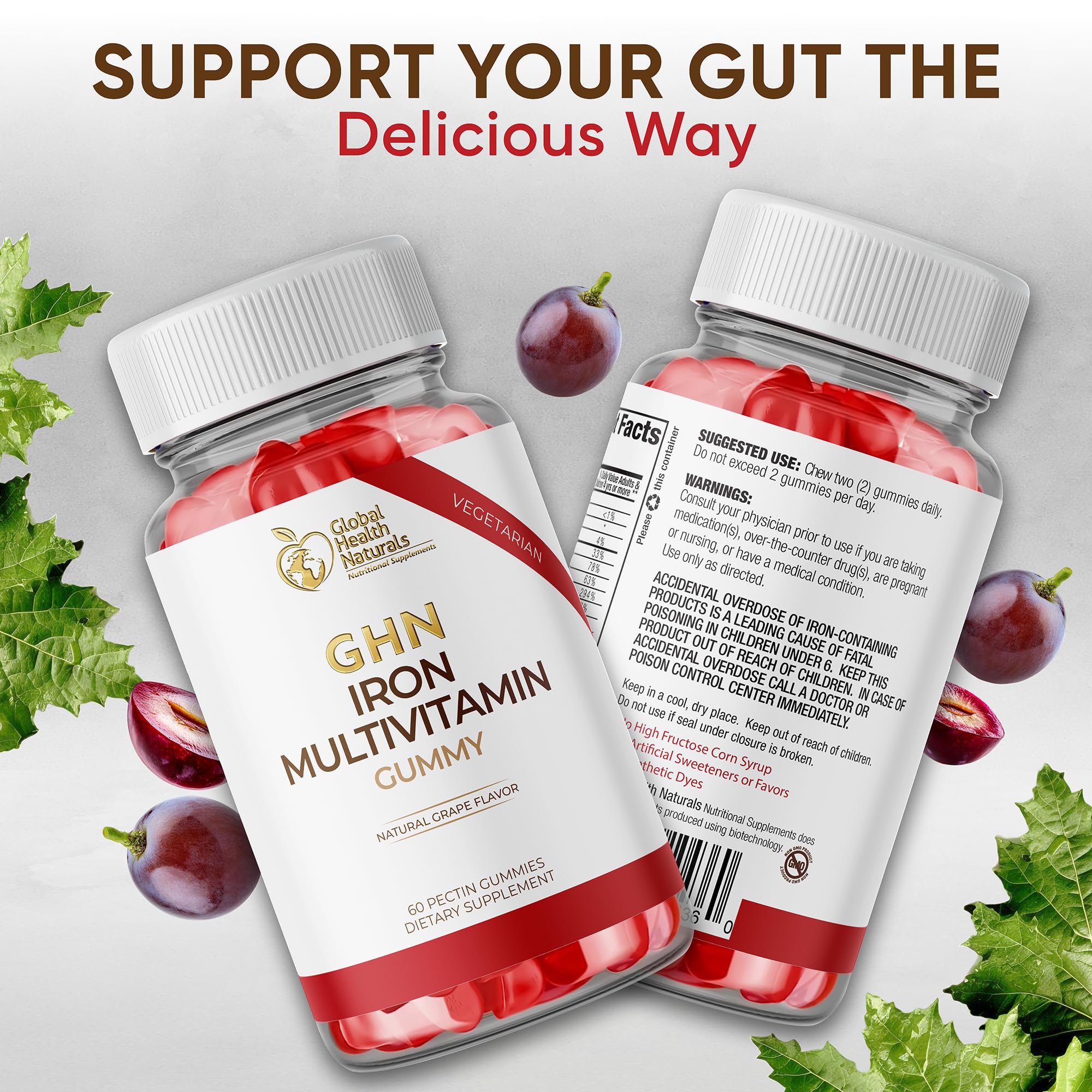 Global Health Naturals vegan women's multivitamin GMP facility badge for quality