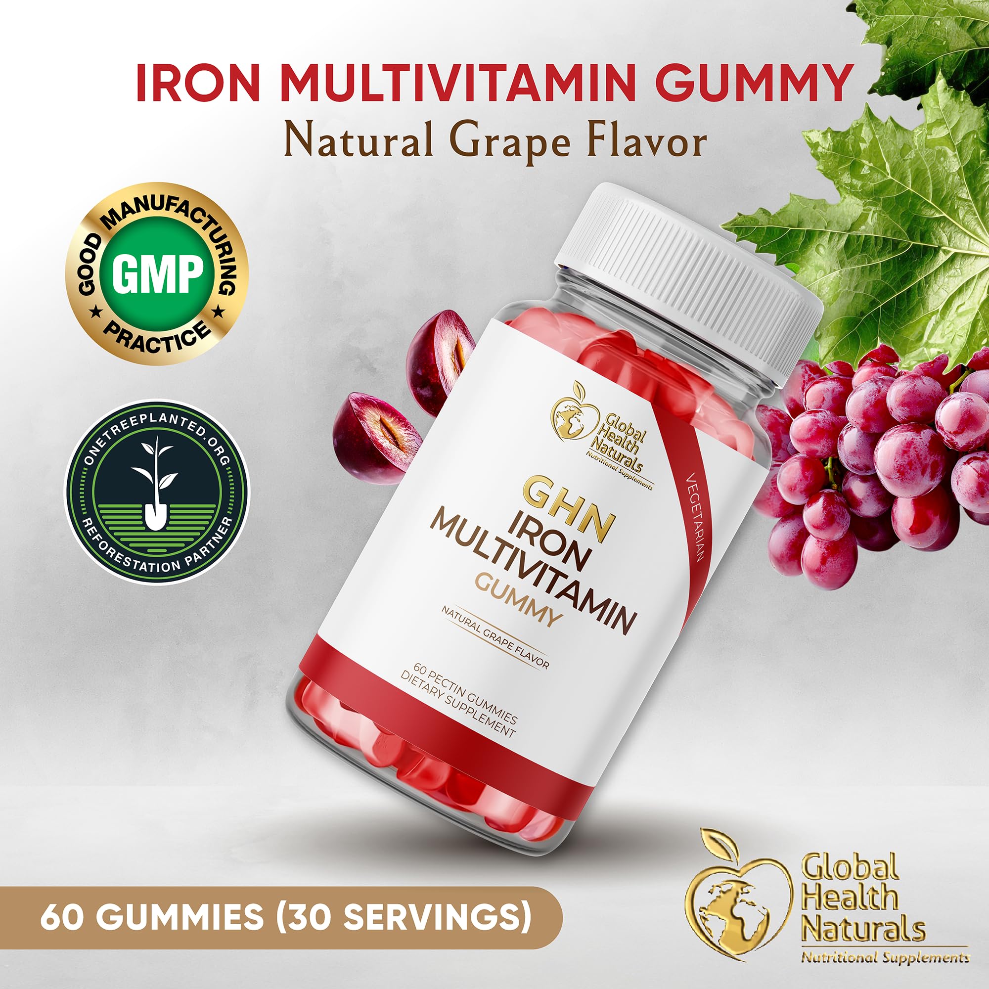 Global Health Naturals vegan women's multivitamin iron content 10 mg emphasis