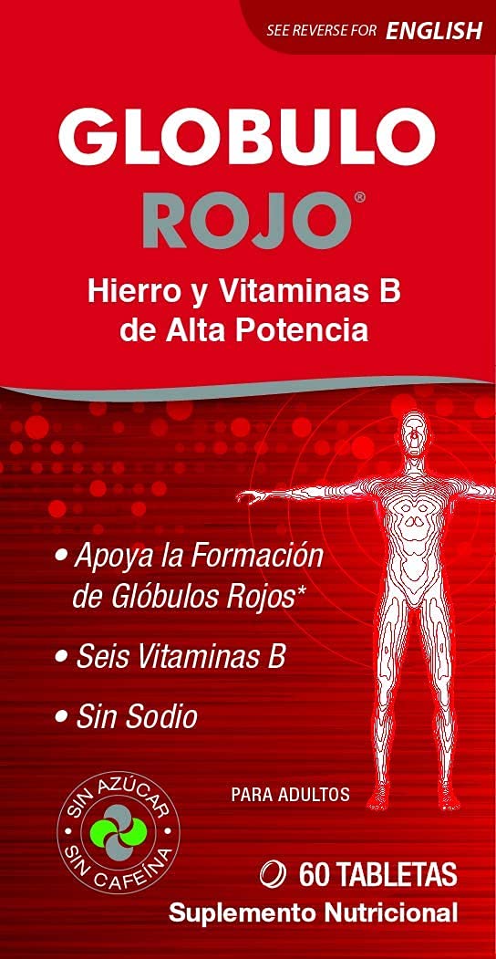 Globulo Rojo high-potency iron tablets for steady daily iron intake.