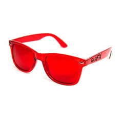 GloFX Red Color Therapy Glasses side view with bold frames for confidence.