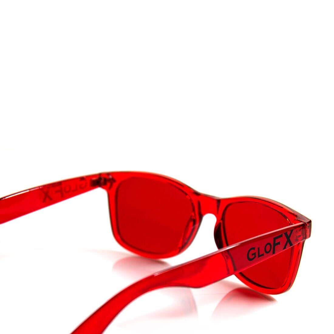 GloFX Red Color Therapy Glasses worn during workout for motivation.