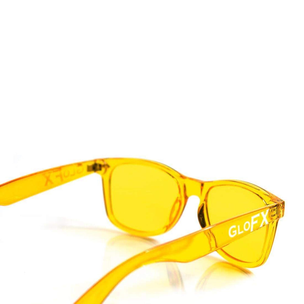 GloFX yellow glasses indoors on cloudy days may brighten mood.