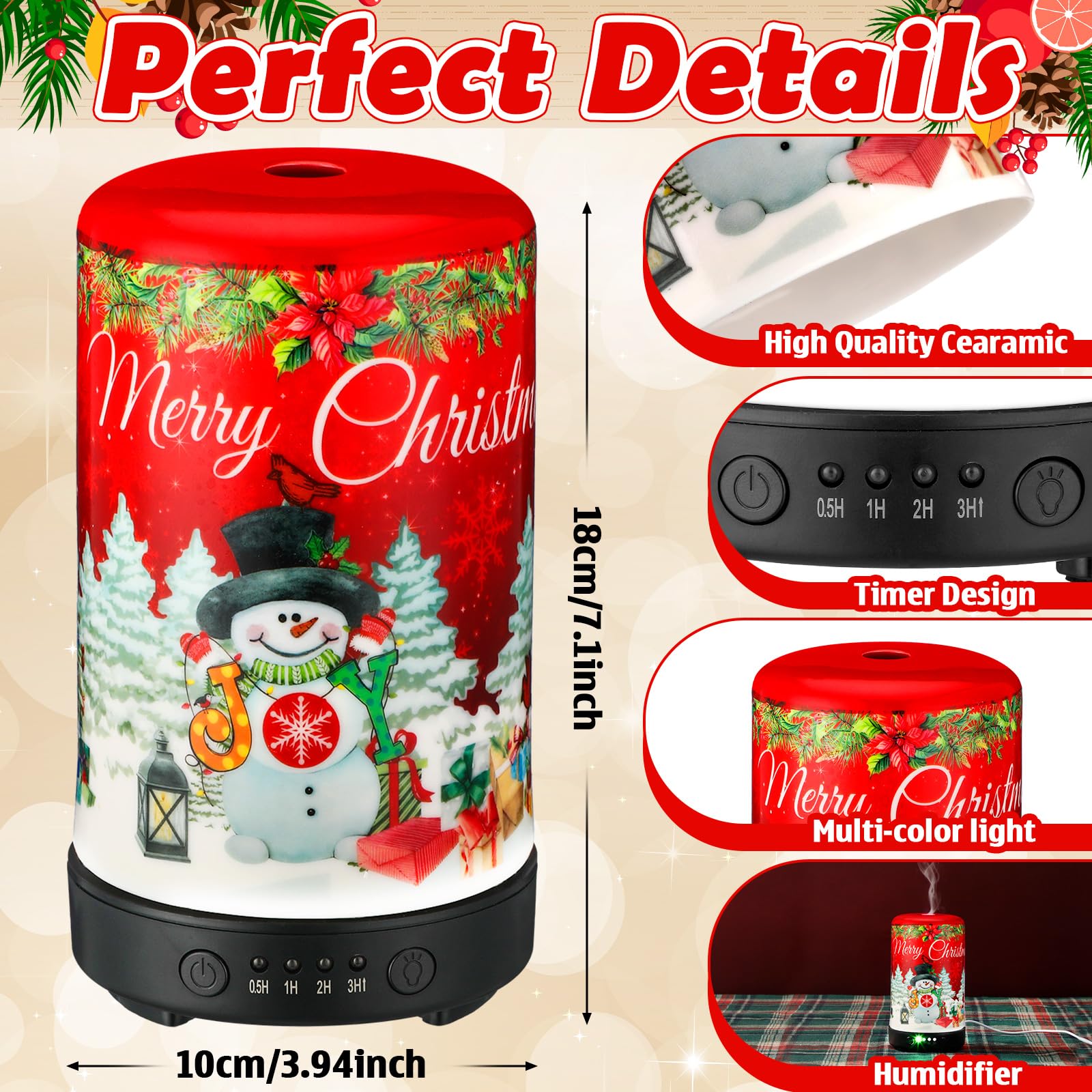 Glooglitter vintage red ceramic diffuser highlights festive decor
