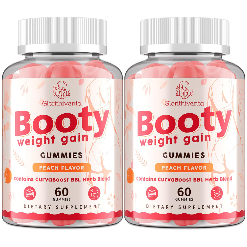 Glorithiventa Booty Gummies peach flavor bottle for a tasty daily routine.