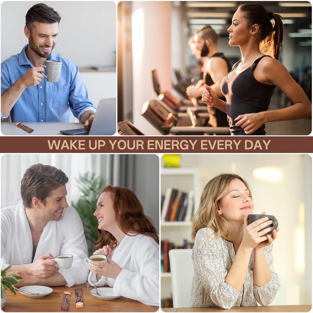 GLOSPORE morning routine with mushroom coffee promoting focus and vitality.