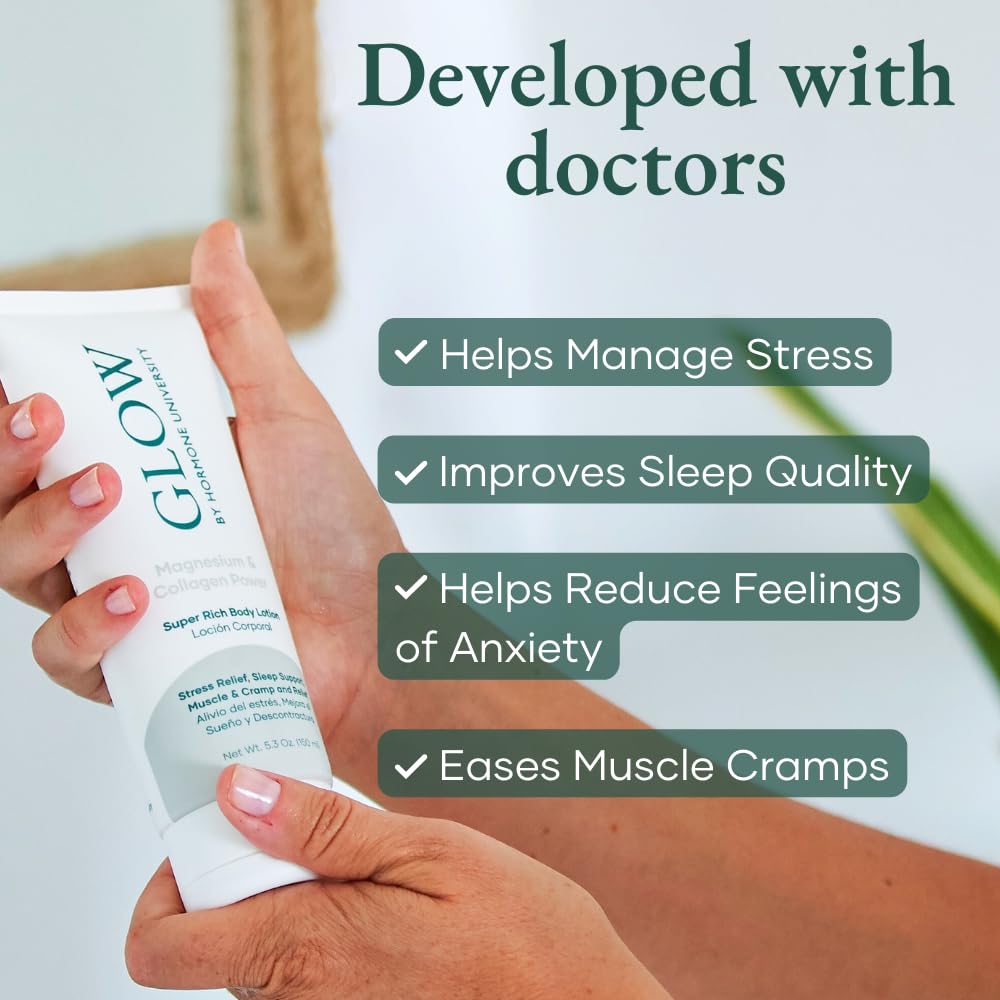 Glow Botanica magnesium lotion sleep aroma promotes calm bedtime routine.