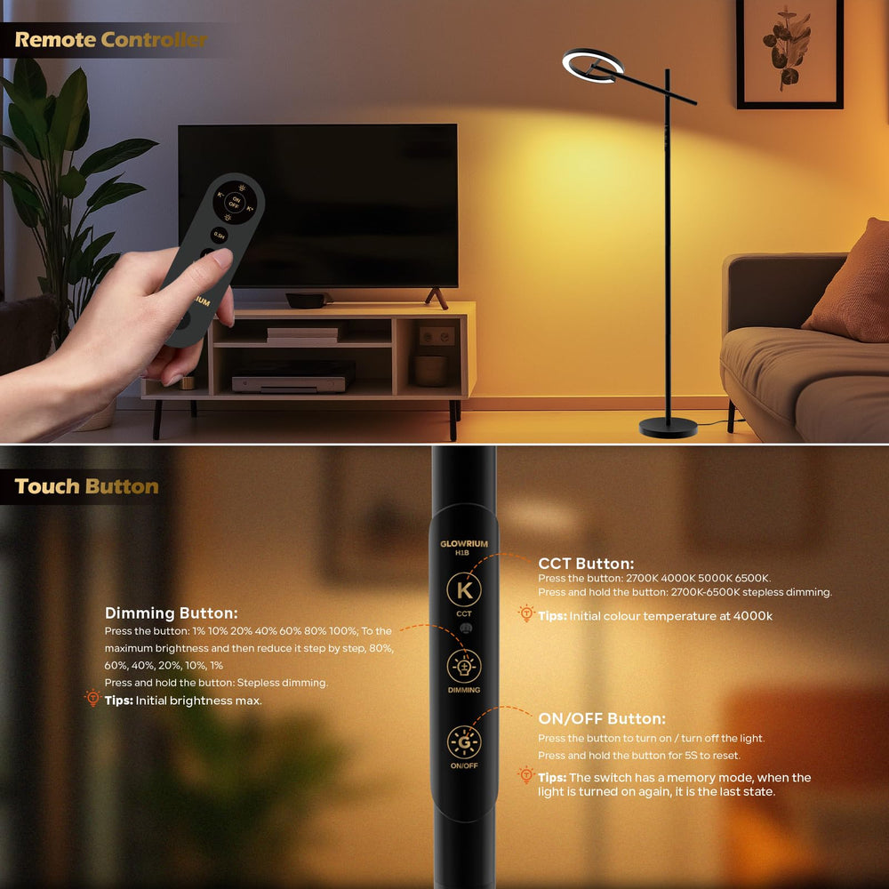 Glowrium floor-standing design fits home office and bedroom layouts.