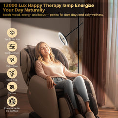 Glowrium light therapy lamp height-adjustable for precise placement during tasks.