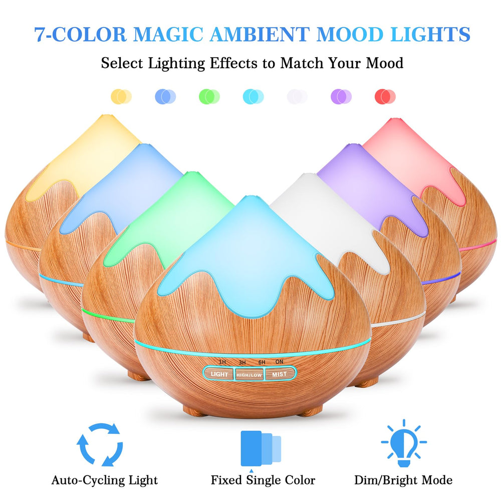GLOXA diffuser with 7-color LED ambient light for mood control.