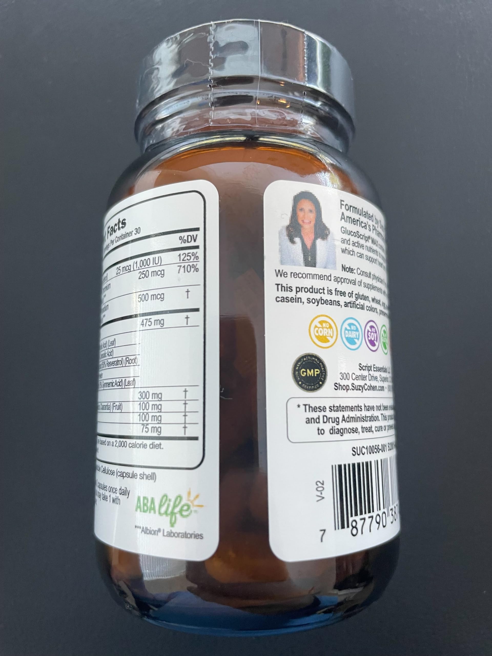 Gluco Script resveratrol capsules in a convenient daily serving.
