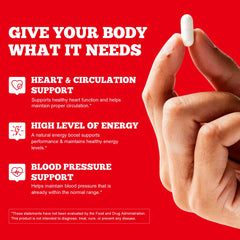GlucoBio 5-in-1 heart health complex featuring hawthorn, hibiscus, garlic extract, and olive leaf.