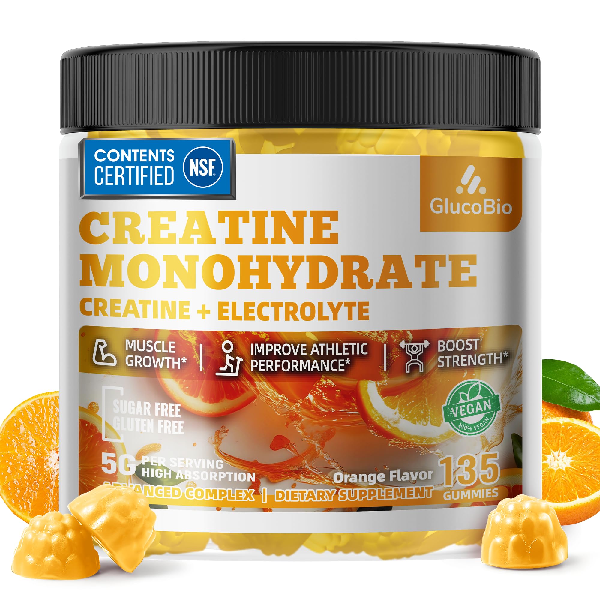 GlucoBio Creatine Gummies bottle ready for quick pre-workout energy and recovery.