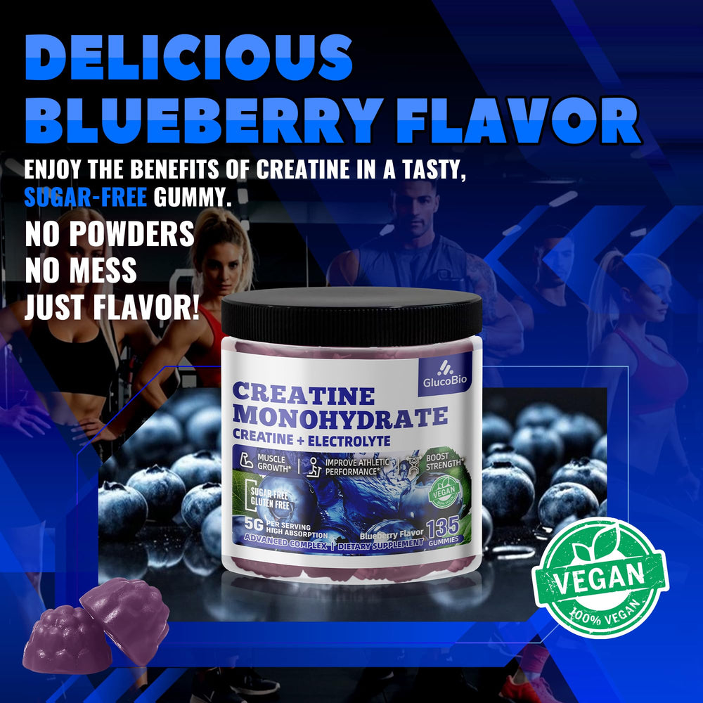 GlucoBio gummies texture and blueberry flavor close-up