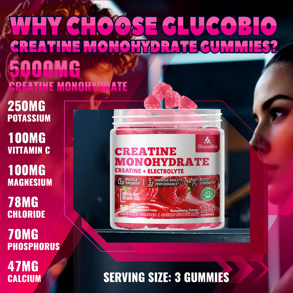 GlucoBio Raspberry gummies pack demonstrates a portable serving for gym sessions