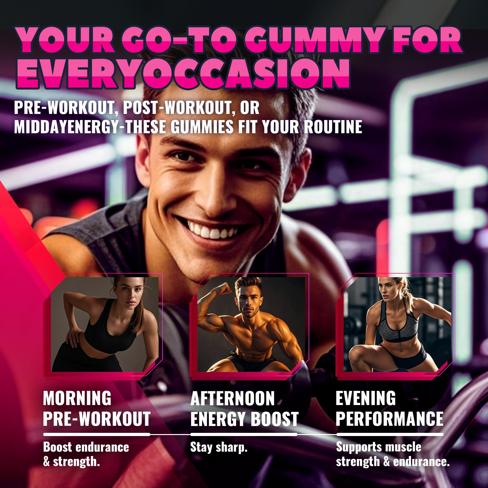 Gummies being poured implies quick consumption on the go