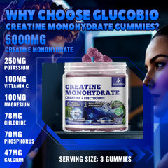 GlucoBio creatine gummies serving size of three for quick energy during training