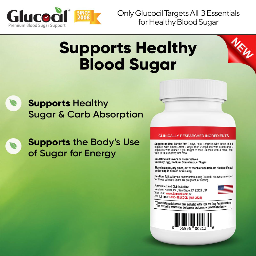 Glucocil vegetarian capsules provide a plant-based option for daily blood sugar support