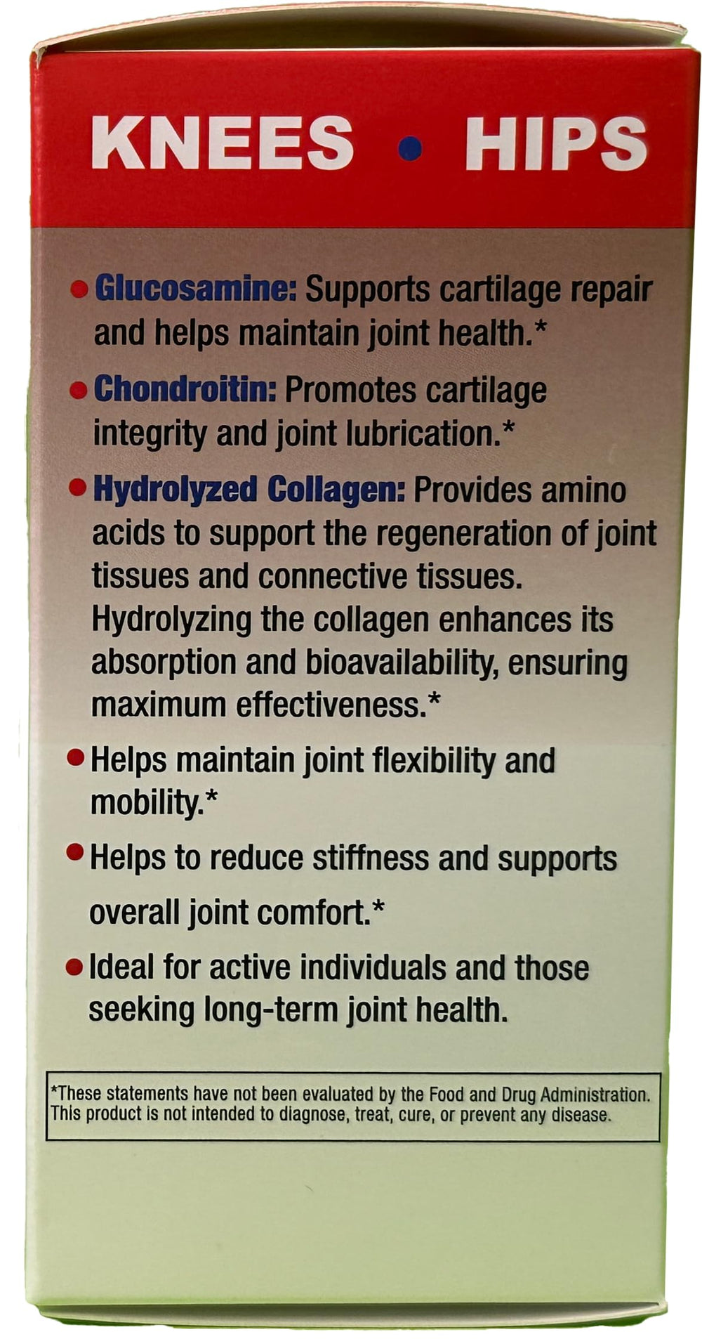 Glucosamine capsules with matte texture aid swallowing and handling.