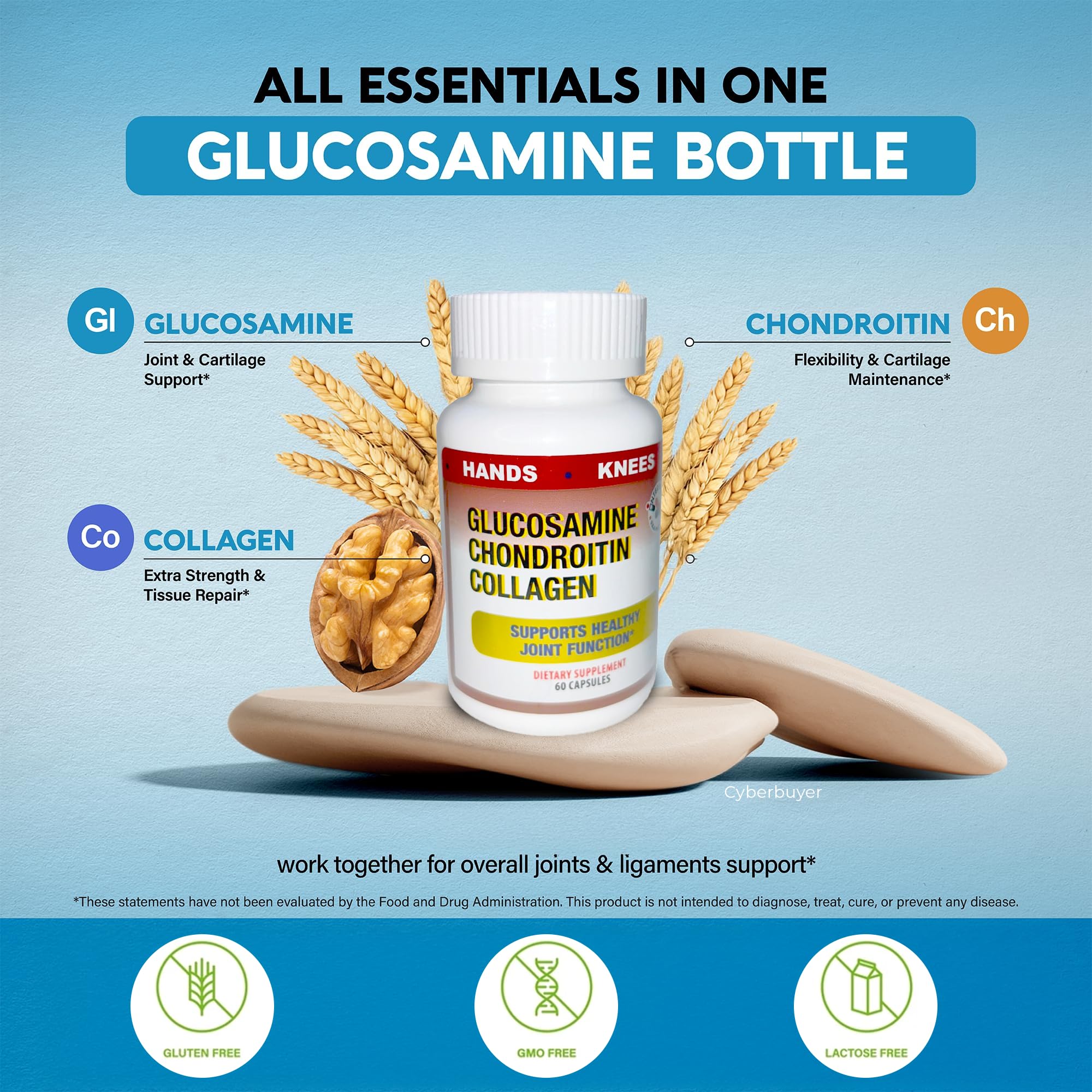 Joint-support capsules on table suggest routine and consistency.