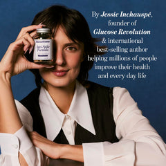 Glucose Revolution Anti-Spike Formula label close-up showing vegan and gluten-free features.