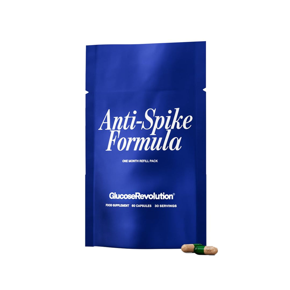 Glucose Revolution Anti-Spike Formula refill pouch supports balanced energy after meals.