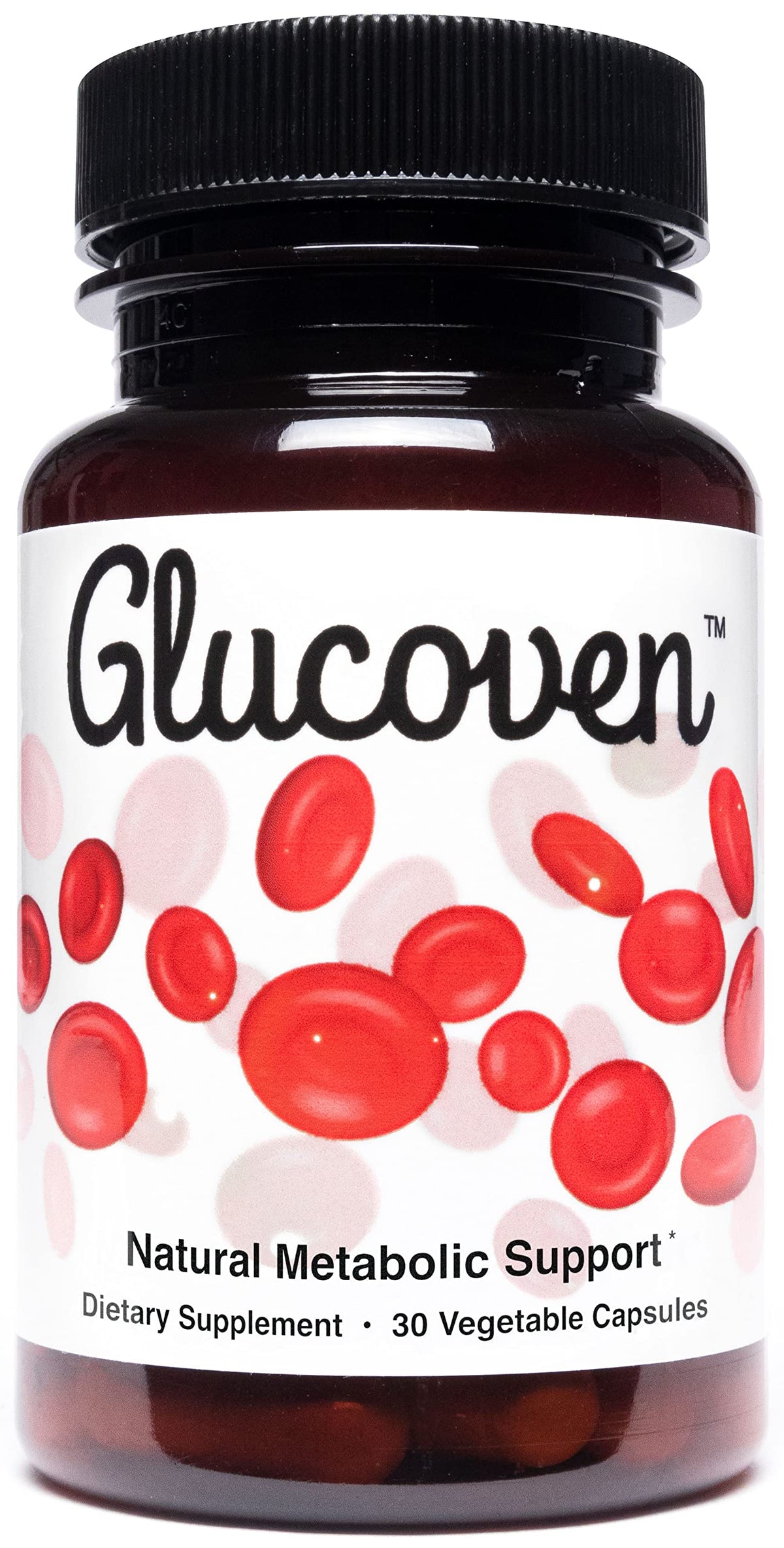 Glucoven bottle front showing natural metabolic support formula for daily wellness