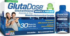 GlutaDose lemon-berry glutathione bottle showing refreshing flavor and daily use potential.