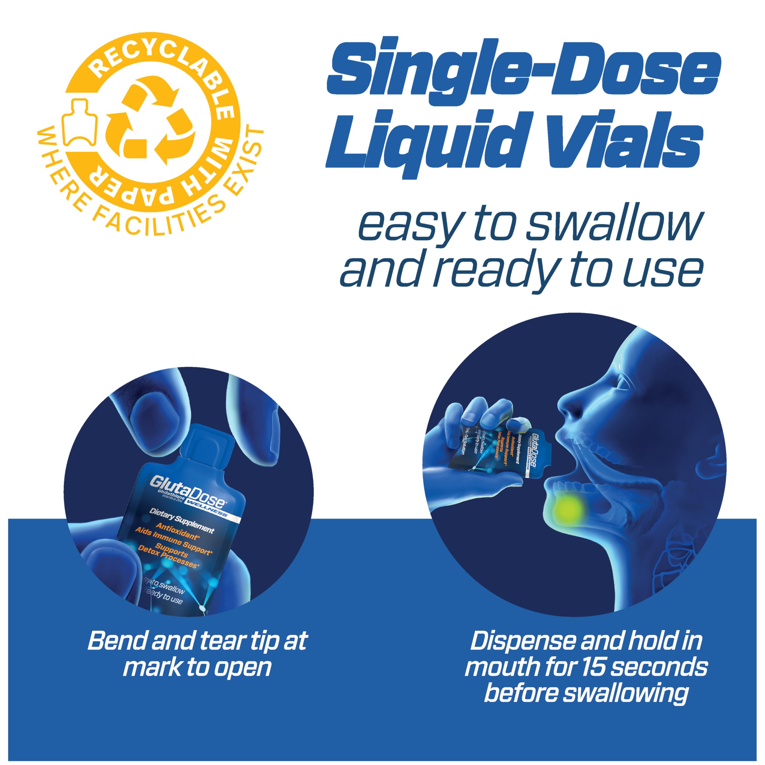 GlutaDose lemon-berry pour demonstrates quick, convenient intake.