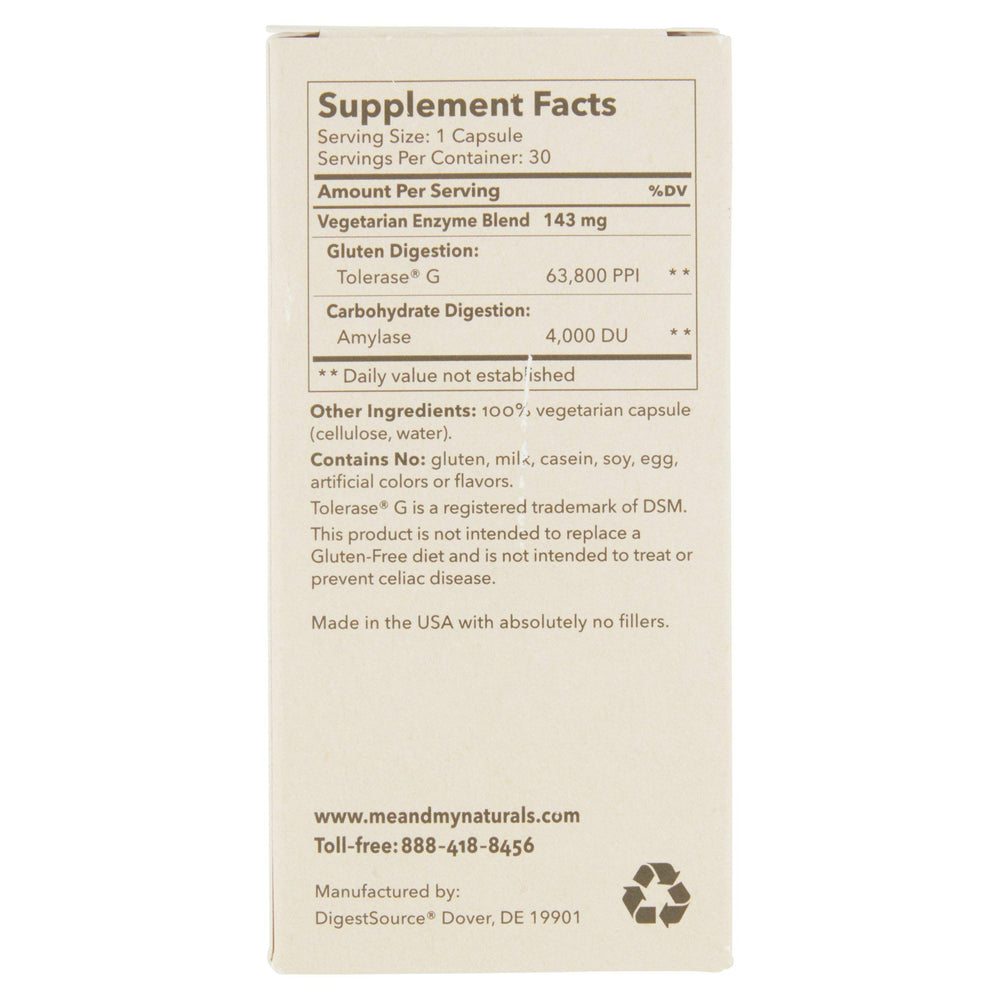 Gluten Assist enzyme capsules in blister pack for easy dosing.