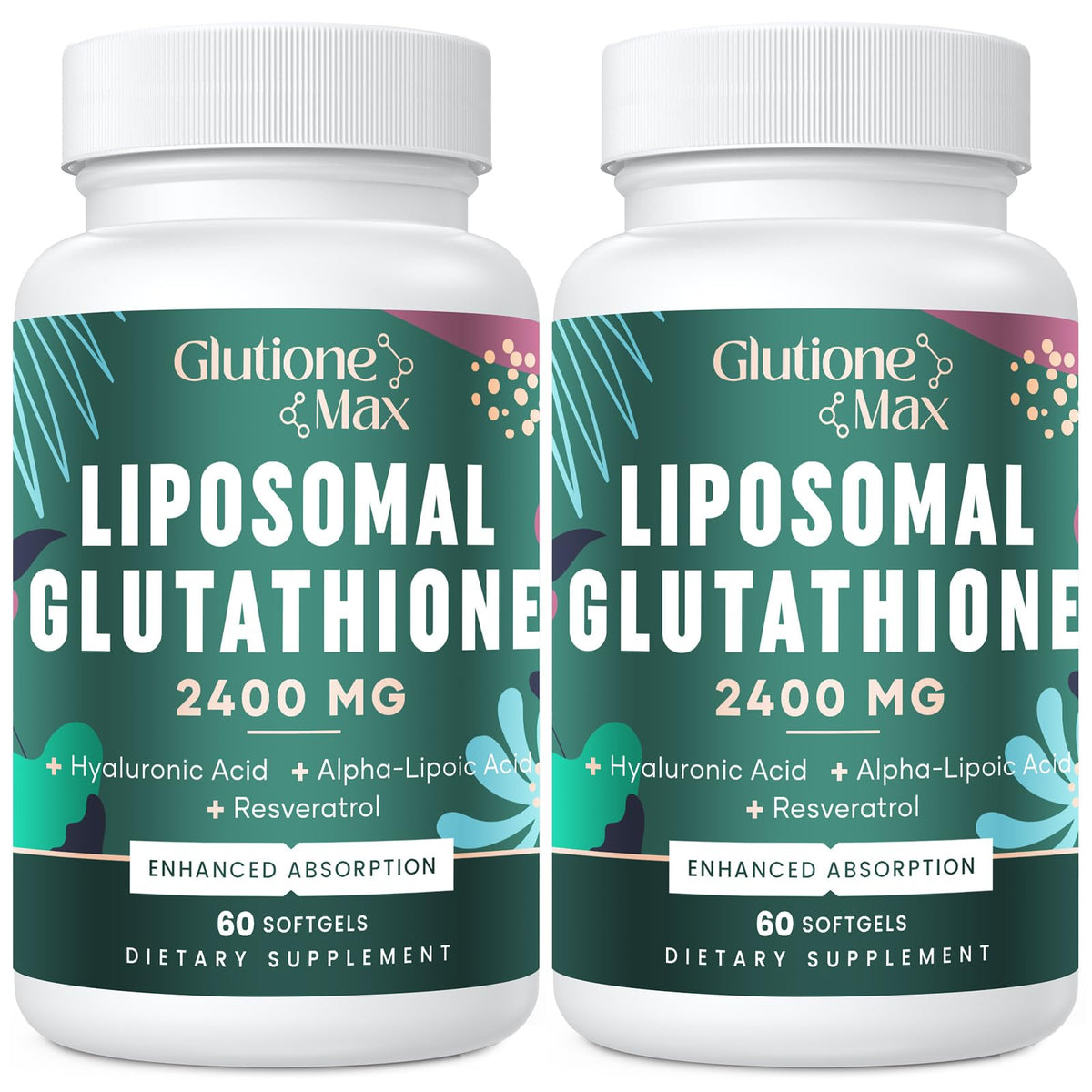GlutioneMax bottle front view showing label with 8-in-1 formula for antioxidant support