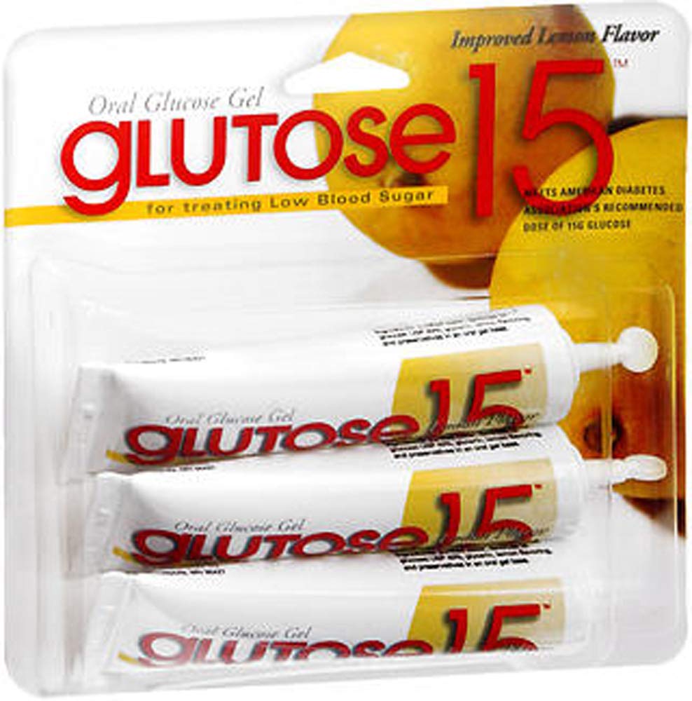 Glutose Lemon 15g tube, convenient 3-pack for quick energy on the go