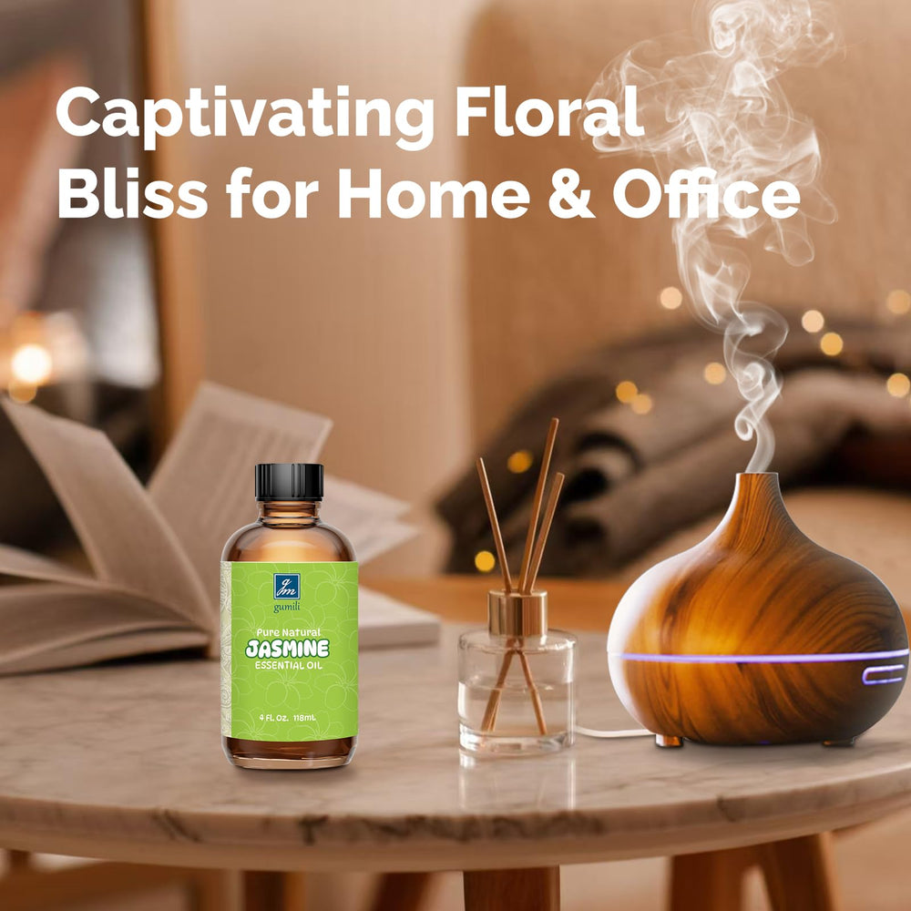 GM Gumili Jasmine Essential Oil promotes aromatherapy in a serene room