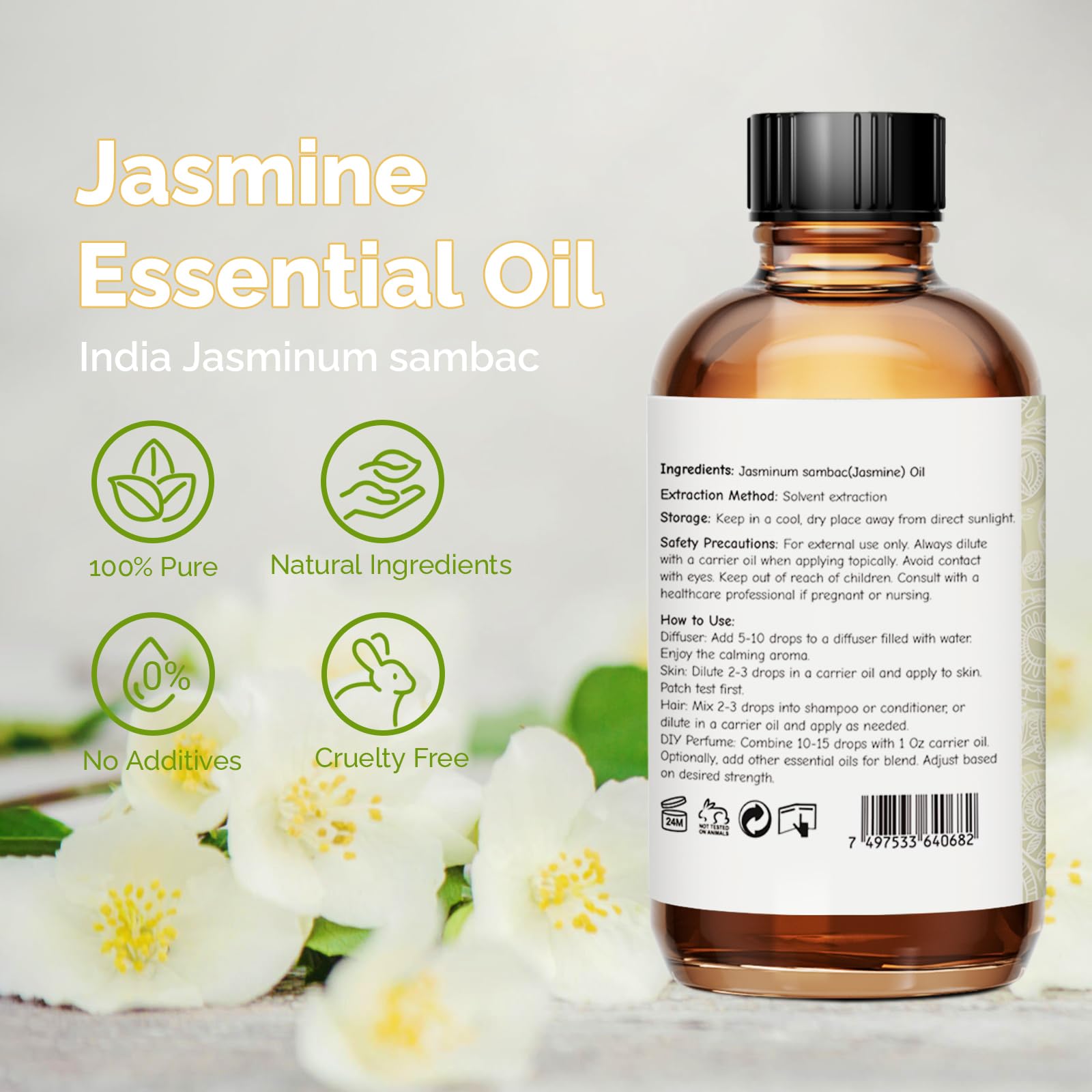 GM Gumili Jasmine Essential Oil used in skin care for a lightweight floral touch