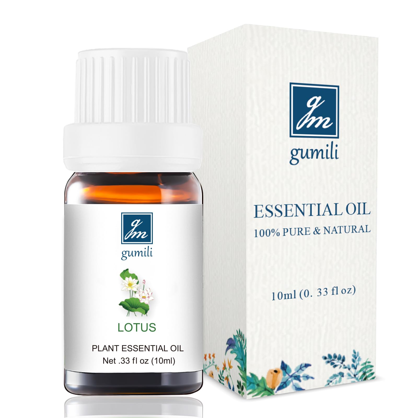 GM Gumili Lotus Essential Oil bottle ready for aromatherapy diffusion.
