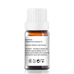 GM Gumili Orange Essential Oil bottle label emphasizing purity and organic sourcing.