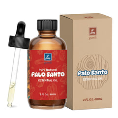 GM Gumili Palo Santo oil bottle closeup for aromatherapy and relaxation.