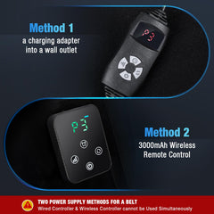 GMOWNW belt with wireless control enables hands-free muscle comfort.