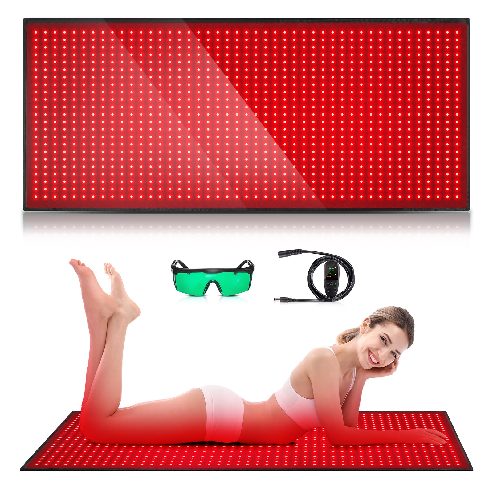 GMOWNW manta terapia luz roja cuerpo entero desplegada para uso en casa.