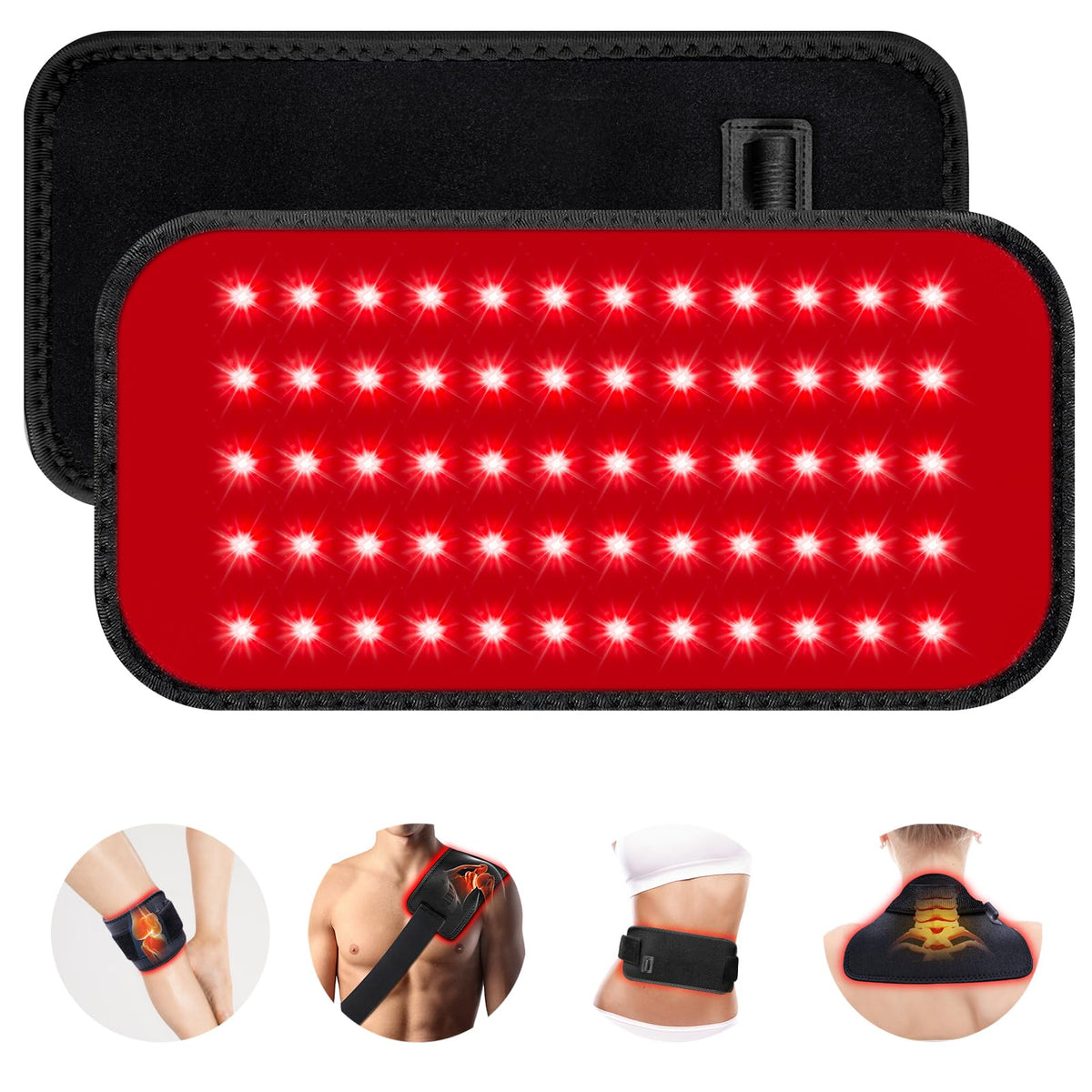 GMOWNW red-light therapy belt with full-coverage panel for at-home warmth and relaxation.