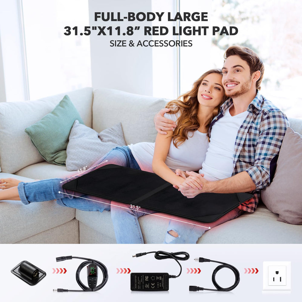 GMOWNW Red Light Therapy Pad flat layout ideal for home use and setup