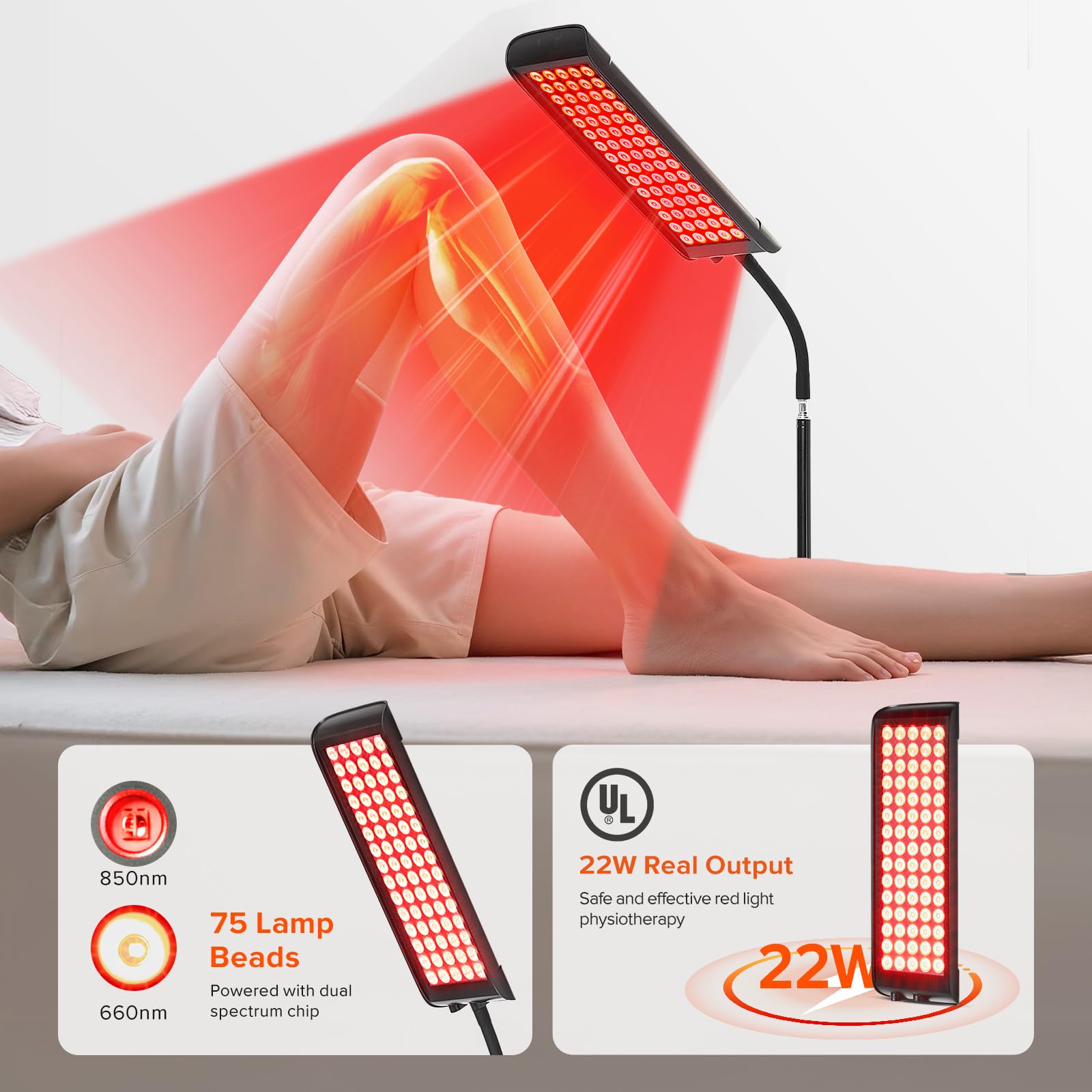 GMOWNW stand adjustable height enables comfortable seated or lying use.