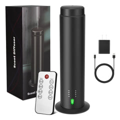 GMSYSW waterless diffuser black front view with matte aluminum finish for large spaces.