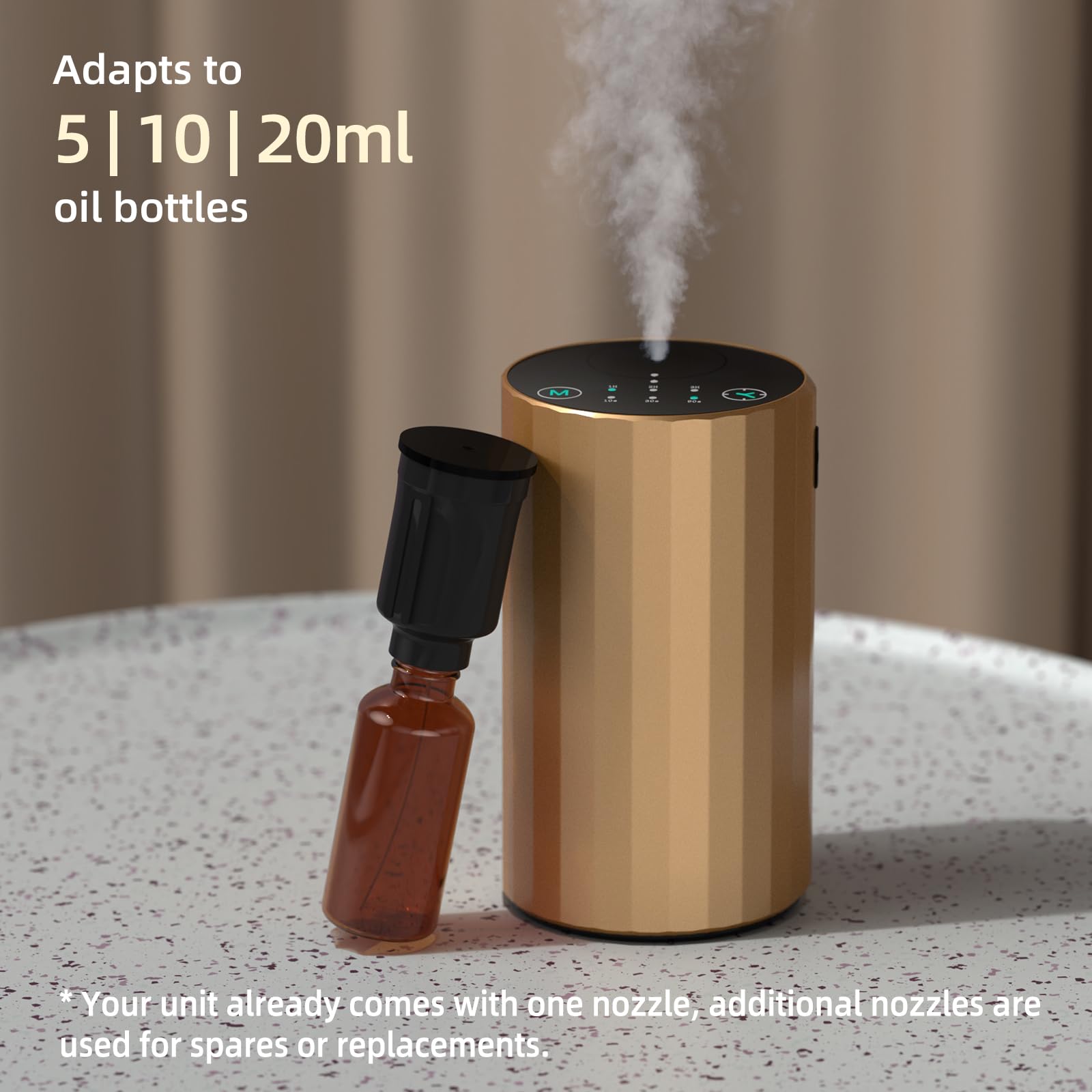GMSYSW waterless diffuser golden desk setup delivers subtle spa-like scent at work.
